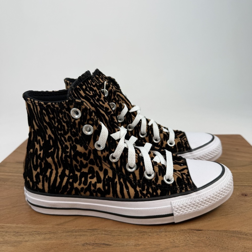New Womens Converse Chuck Taylor All Star Hi Leopard Sneaker Shoe Size 5.5 M NIB - Picture 1 of 8